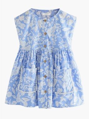 next Blue and White Floral Button-Front Dress
